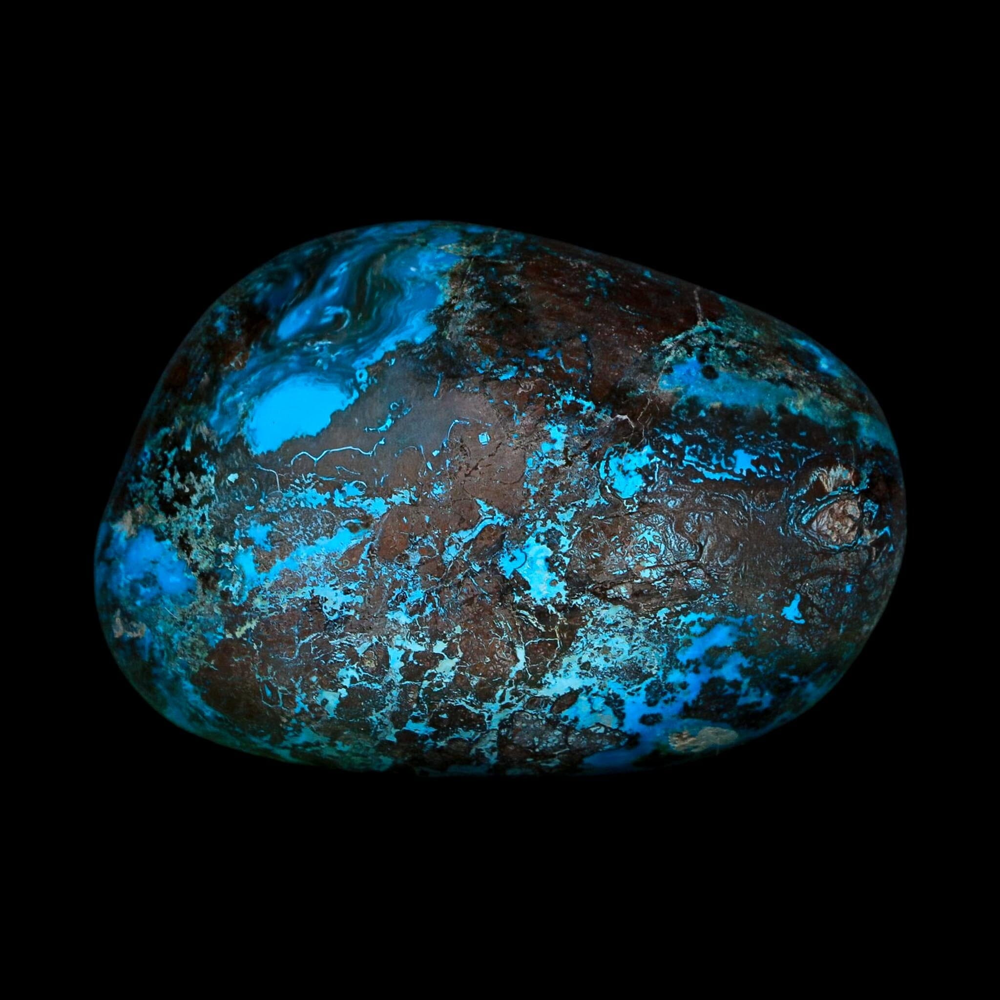 2.3" Chrysocolla Palm Stone Polished Free Form Blue And Teal Color Location Peru