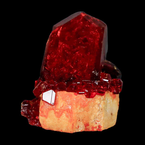 2" Stunning Red Pruskite Yellow Base Crystal Mineral Specimen From Poland - Fossil Age Minerals