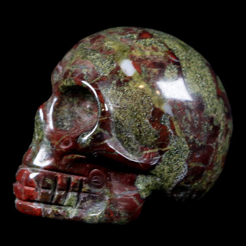 1.5" Polished Carved Skull Natural Dragon Blood Jasper Mineral Stone Western Australia - Fossil Age Minerals