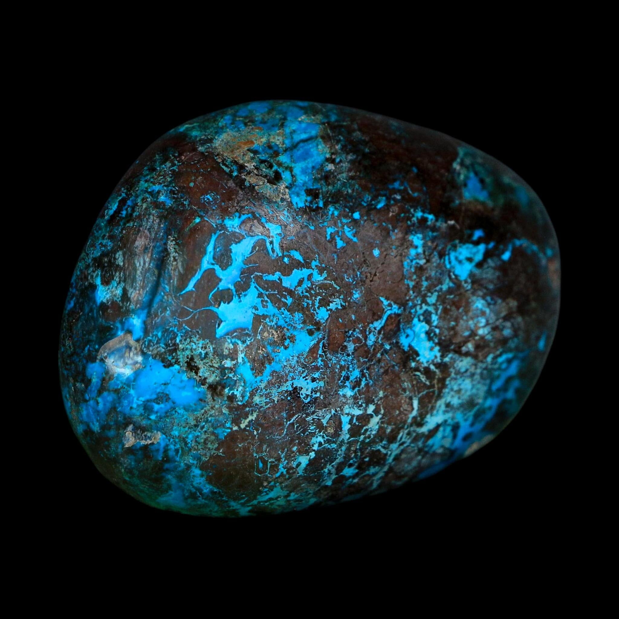 2.3" Chrysocolla Palm Stone Polished Free Form Blue And Teal Color Location Peru