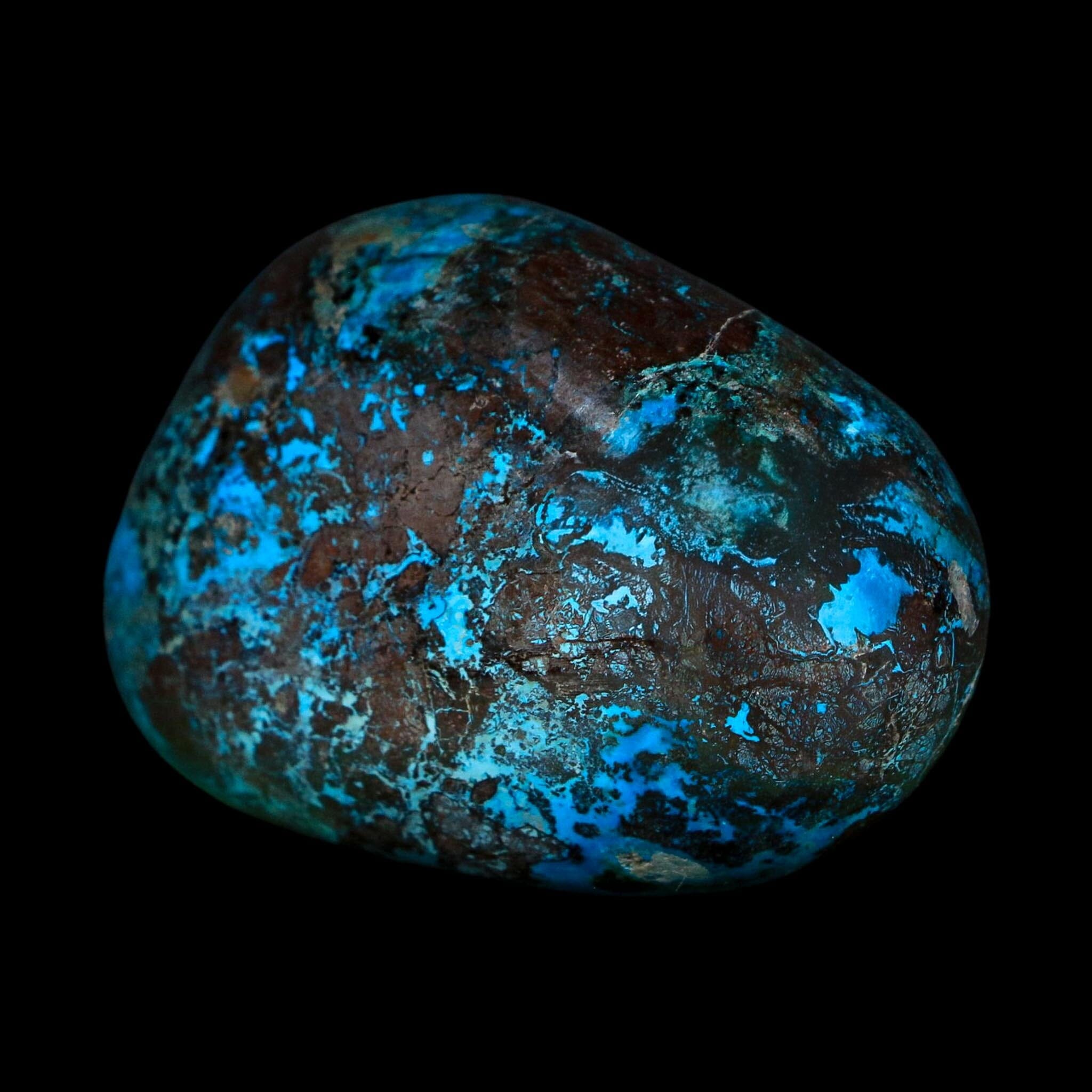 2.3" Chrysocolla Palm Stone Polished Free Form Blue And Teal Color Location Peru