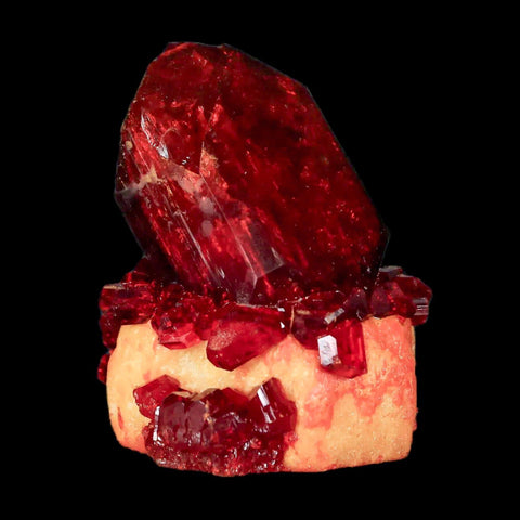 2" Stunning Red Pruskite Yellow Base Crystal Mineral Specimen From Poland - Fossil Age Minerals