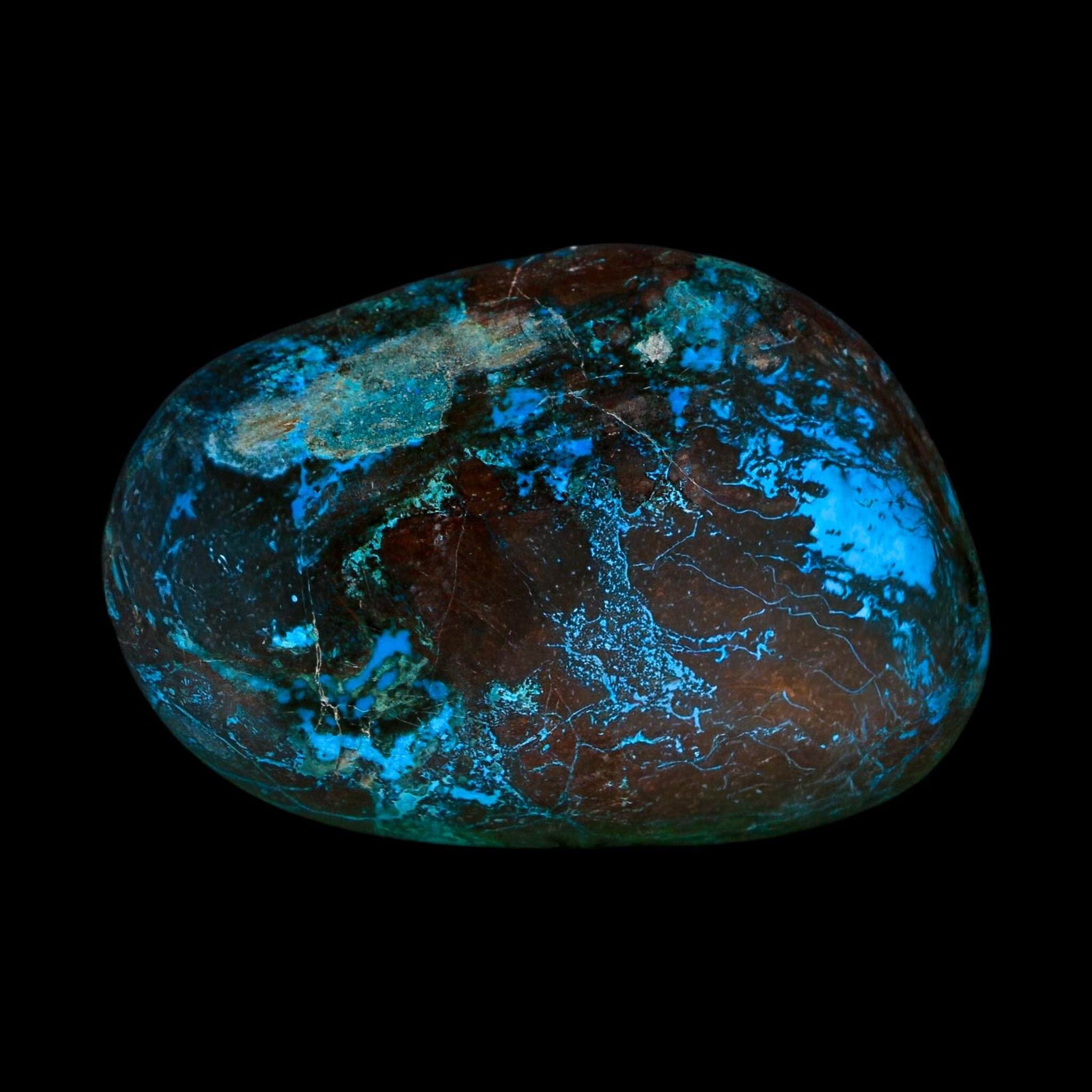 2.3" Chrysocolla Palm Stone Polished Free Form Blue And Teal Color Location Peru