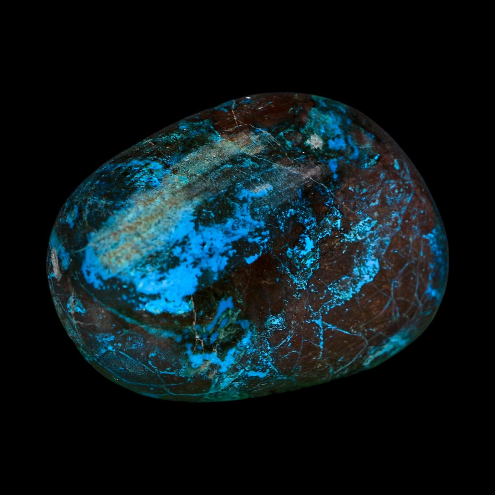 2.3" Chrysocolla Palm Stone Polished Free Form Blue And Teal Color Location Peru