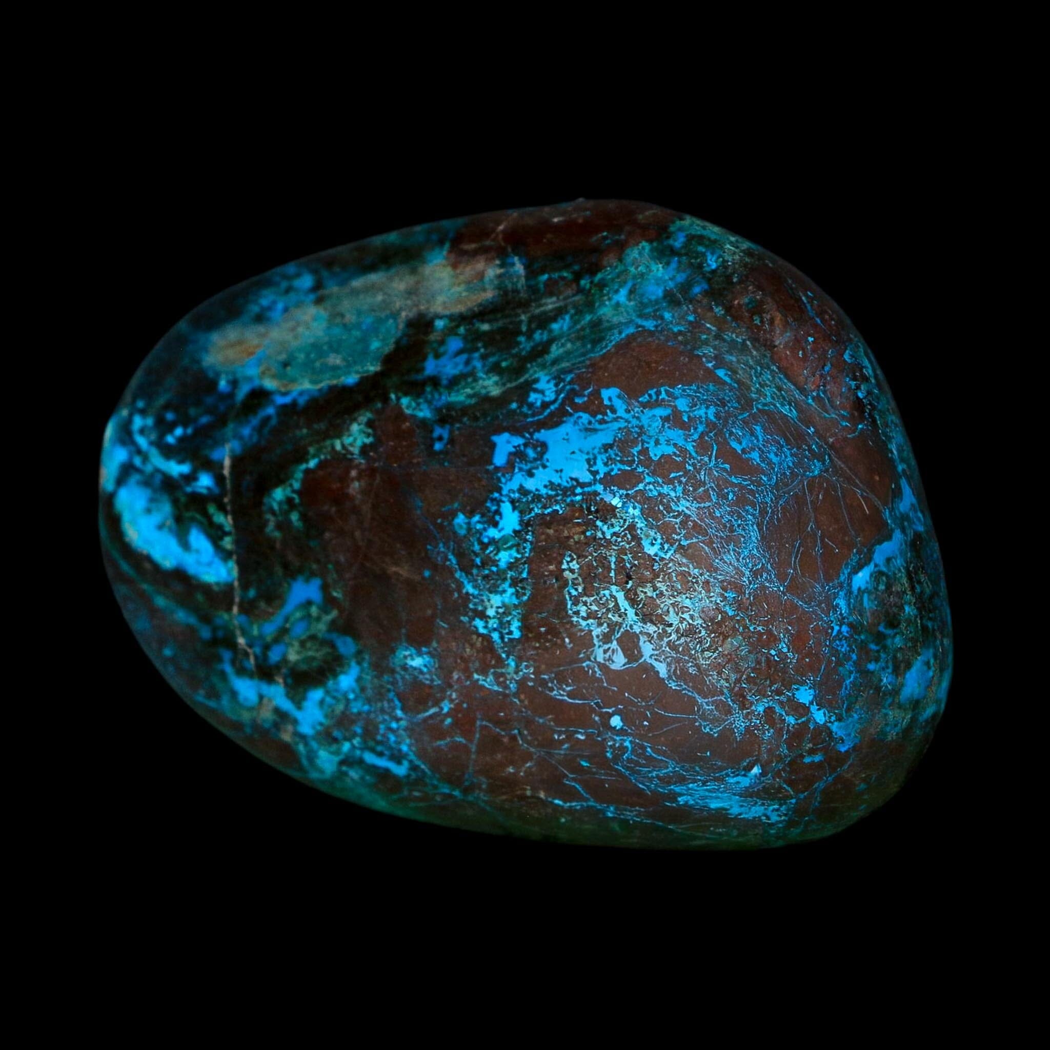 2.3" Chrysocolla Palm Stone Polished Free Form Blue And Teal Color Location Peru