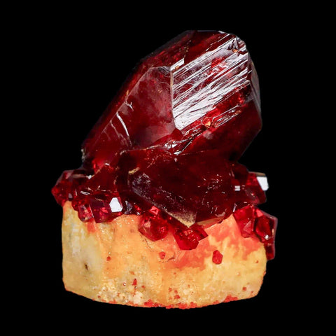 2" Stunning Red Pruskite Yellow Base Crystal Mineral Specimen From Poland - Fossil Age Minerals