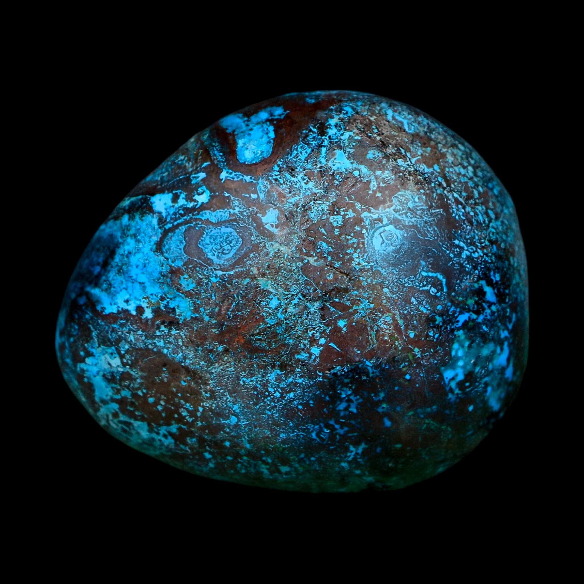 1.8" Chrysocolla Palm Stone Polished Free Form Blue And Teal Color Location Peru
