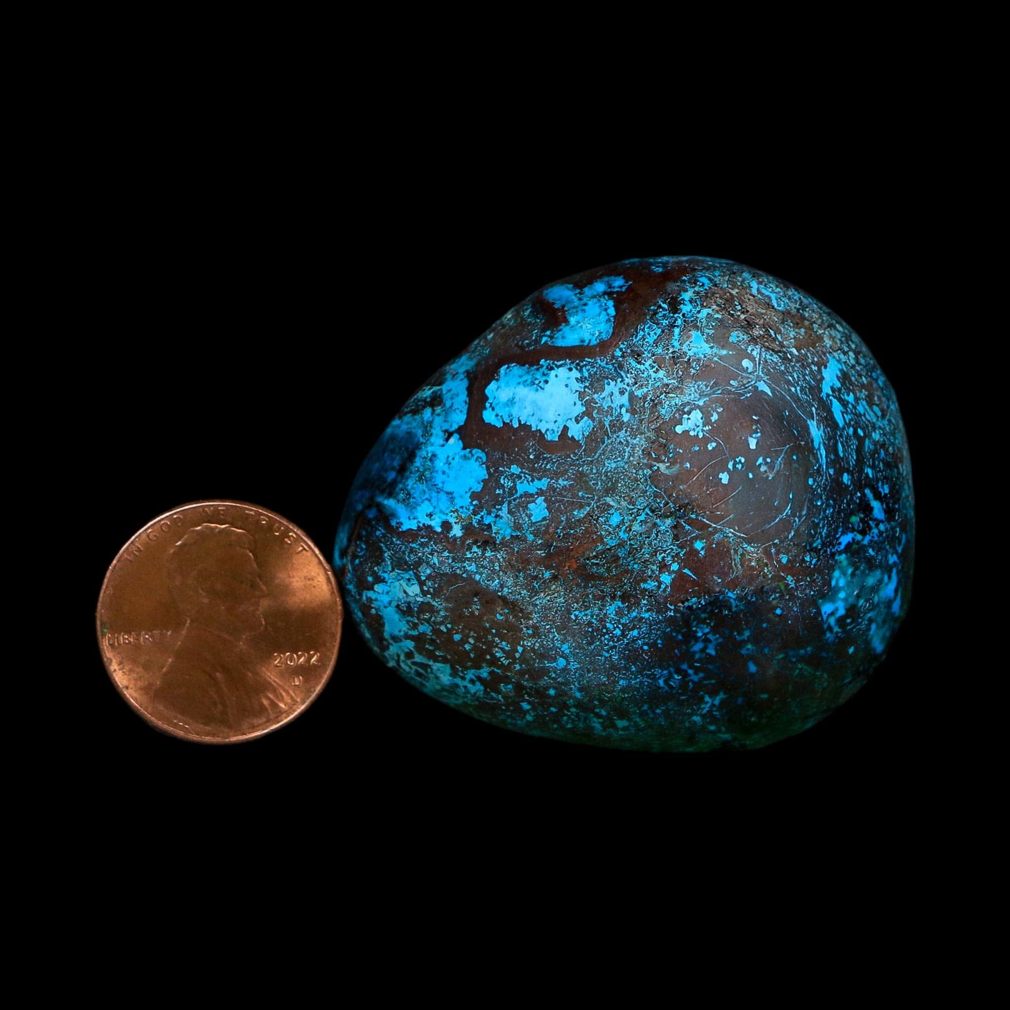 1.8" Chrysocolla Palm Stone Polished Free Form Blue And Teal Color Location Peru