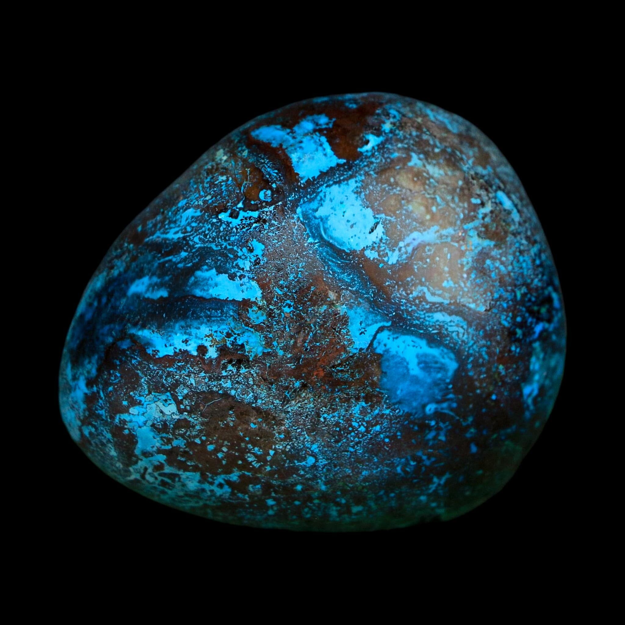 1.8" Chrysocolla Palm Stone Polished Free Form Blue And Teal Color Location Peru