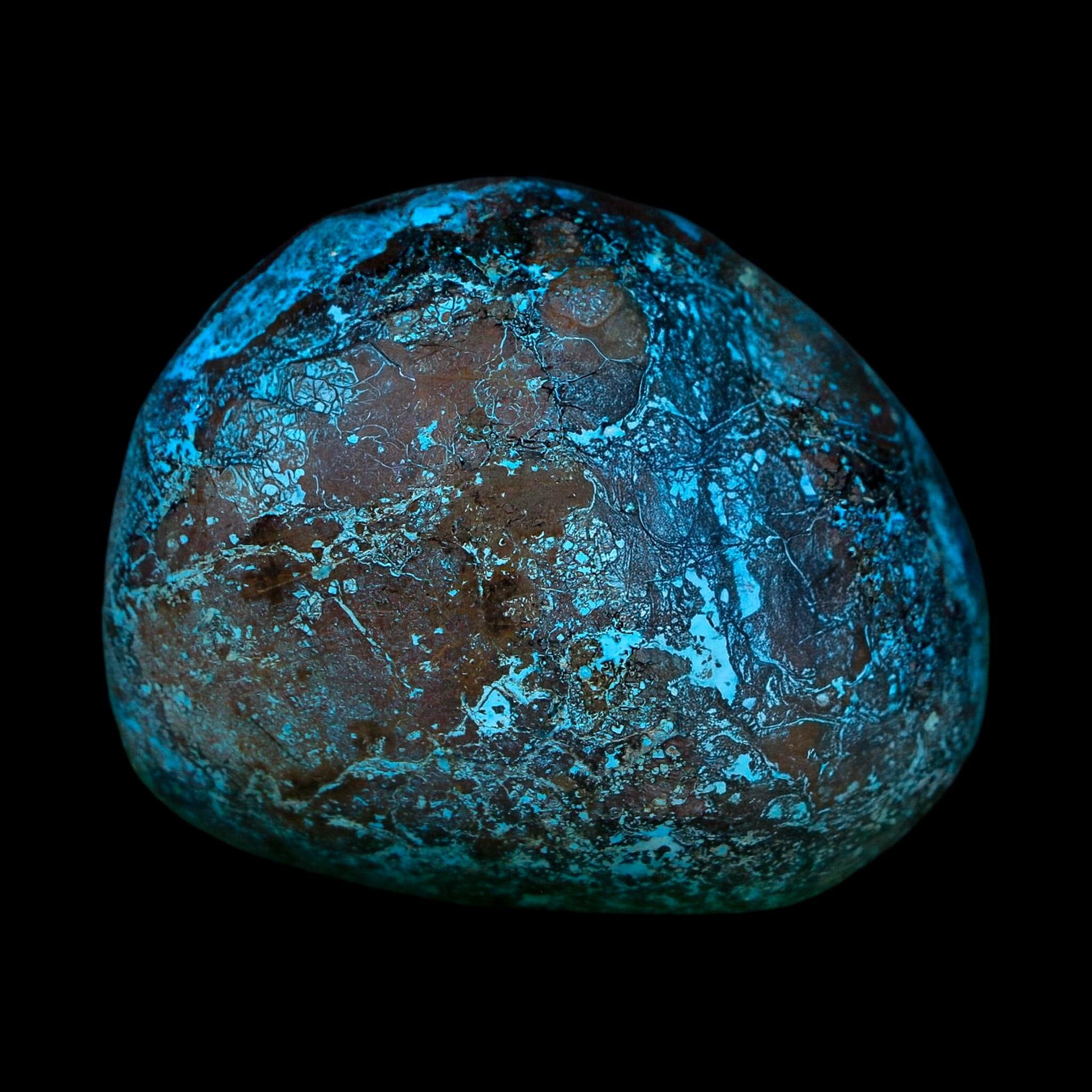 1.8" Chrysocolla Palm Stone Polished Free Form Blue And Teal Color Location Peru