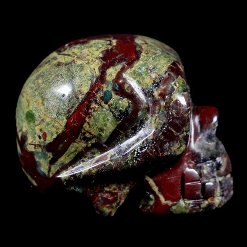 1.4" Polished Carved Skull Natural Dragon Blood Jasper Mineral Stone Western Australia - Fossil Age Minerals