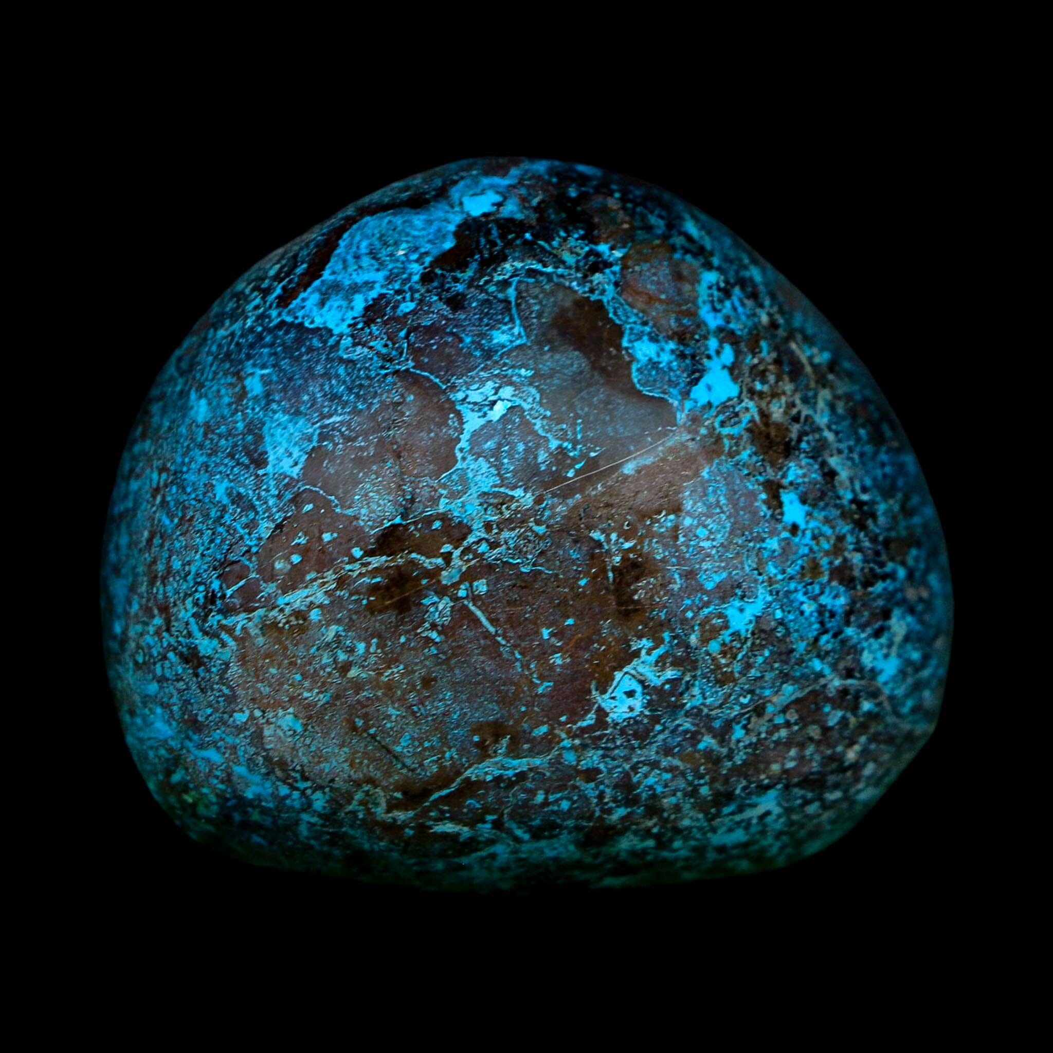 1.8" Chrysocolla Palm Stone Polished Free Form Blue And Teal Color Location Peru