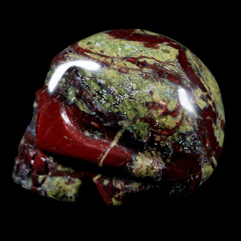 1.4" Polished Carved Skull Natural Dragon Blood Jasper Mineral Stone Western Australia - Fossil Age Minerals