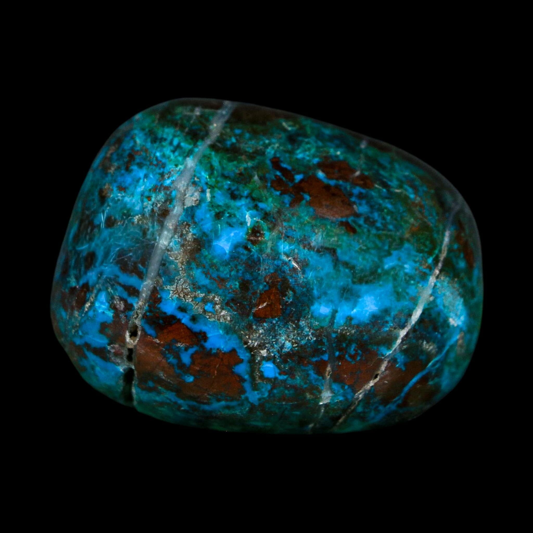1.6" Chrysocolla Palm Stone Polished Free Form Blue And Teal Color Location Peru
