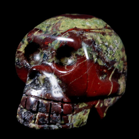 1.4" Polished Carved Skull Natural Dragon Blood Jasper Mineral Stone Western Australia