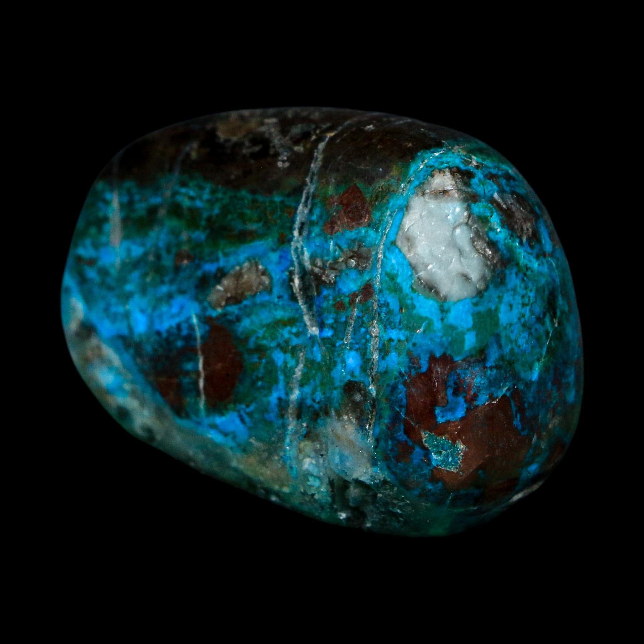 1.6" Chrysocolla Palm Stone Polished Free Form Blue And Teal Color Location Peru
