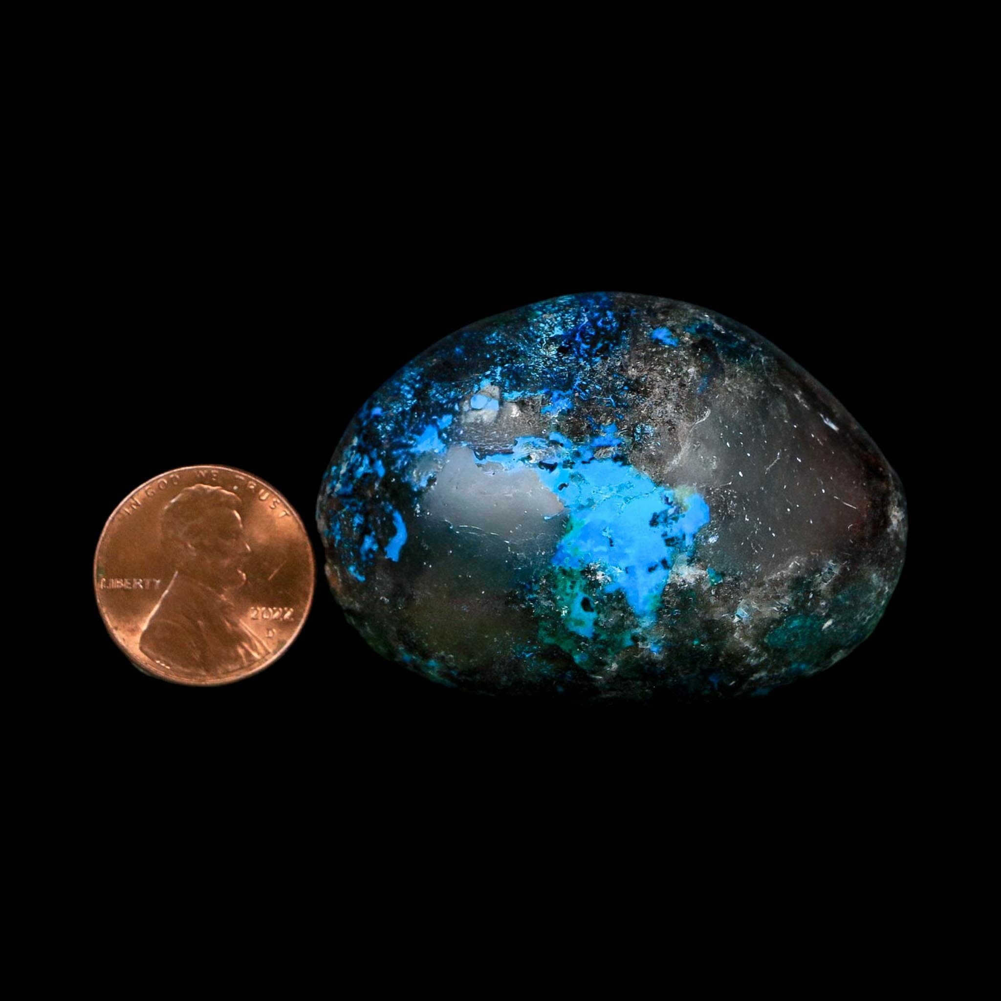 2" Chrysocolla Palm Stone Polished Free Form Blue And Teal Color Location Peru