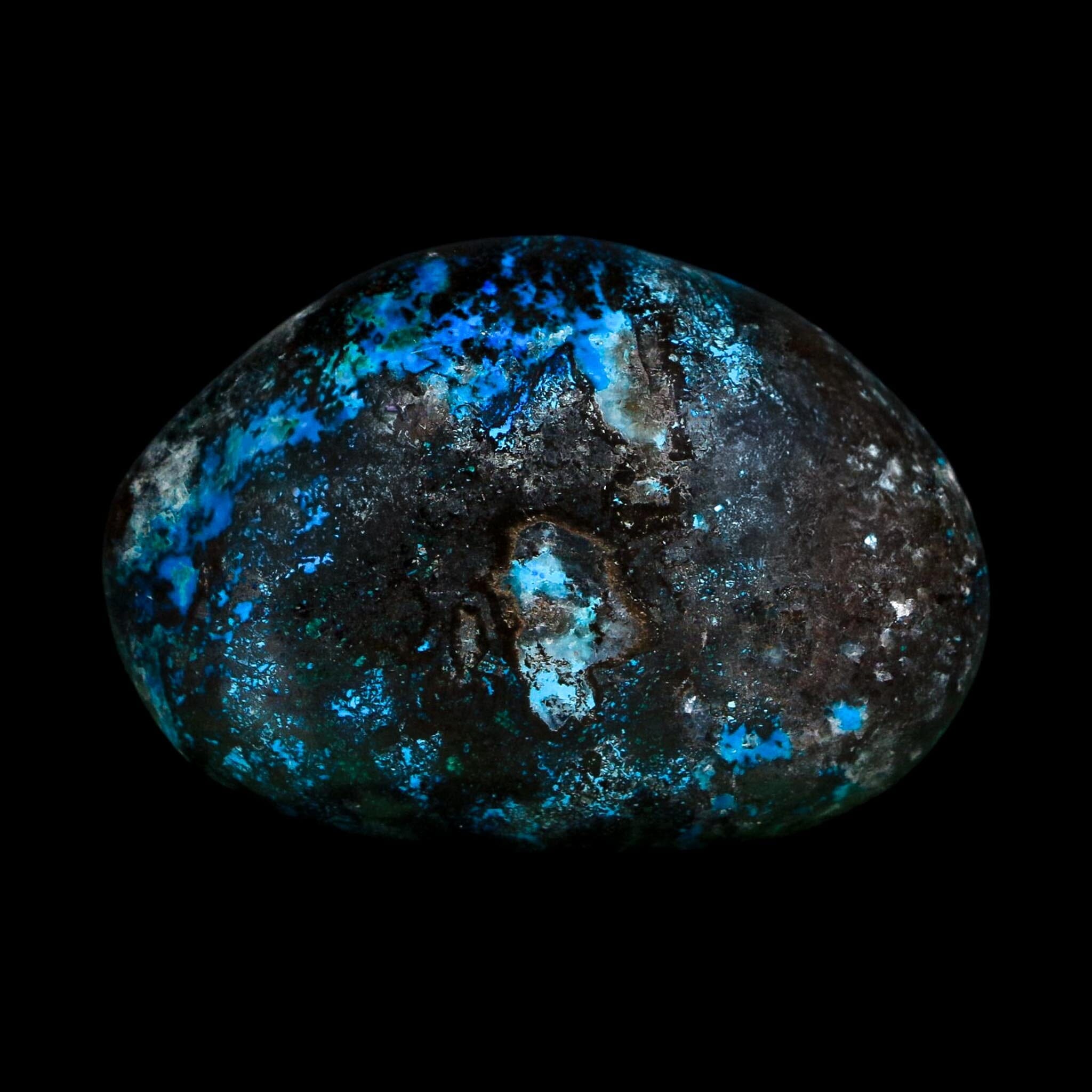 2" Chrysocolla Palm Stone Polished Free Form Blue And Teal Color Location Peru