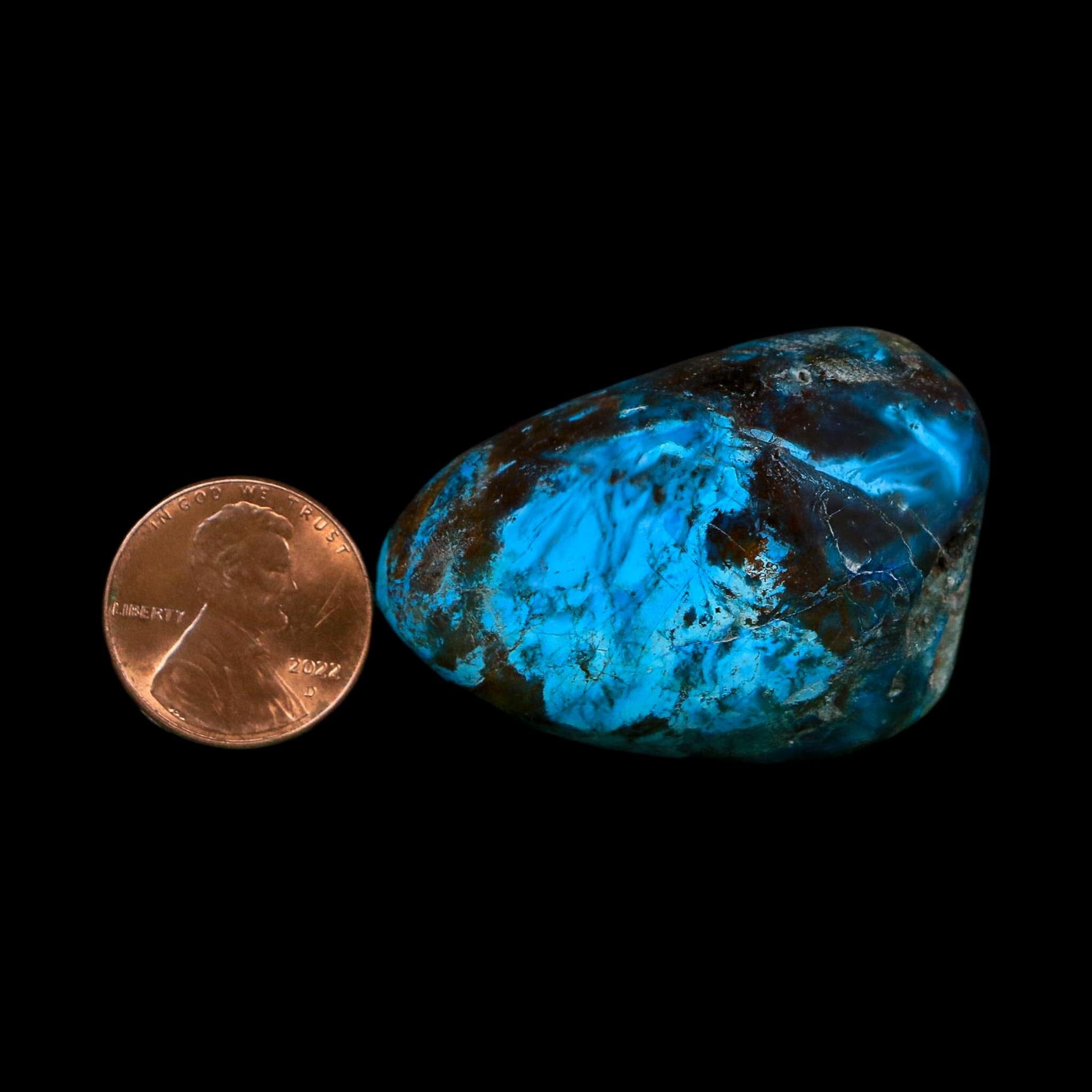 1.7" Chrysocolla Palm Stone Polished Free Form Blue And Teal Color Location Peru