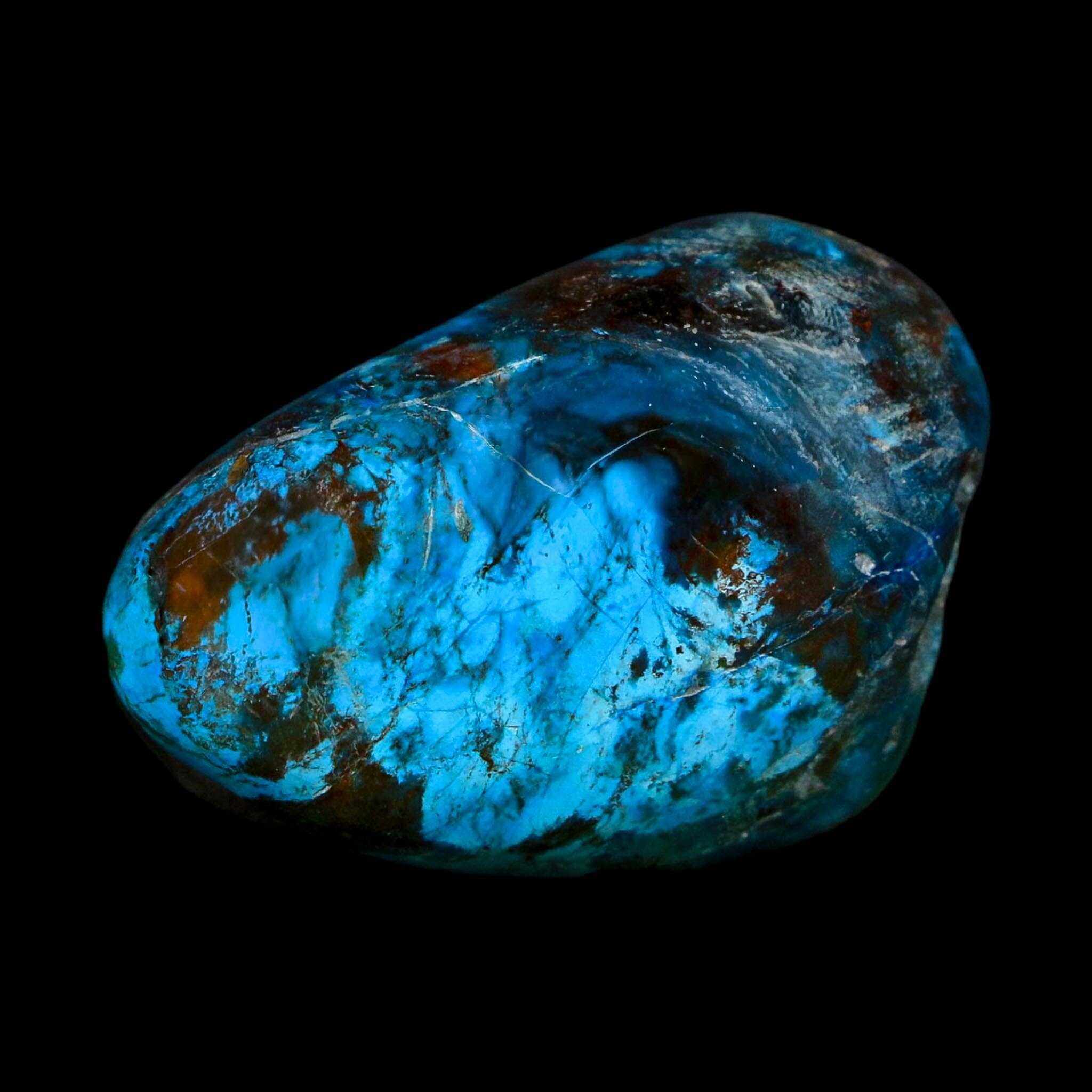 1.7" Chrysocolla Palm Stone Polished Free Form Blue And Teal Color Location Peru