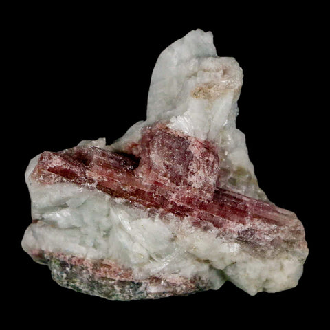 1.9" Natural Rough Pink Tourmaline on Crystal Quartz Mineral Specimen Brazil - Fossil Age Minerals