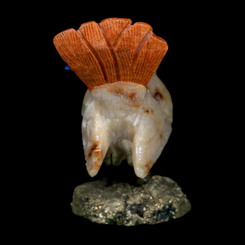 3.1" Hand Carved Bird Perched on Pyrite, Brown Calcite, Sodalite Peru - Fossil Age Minerals