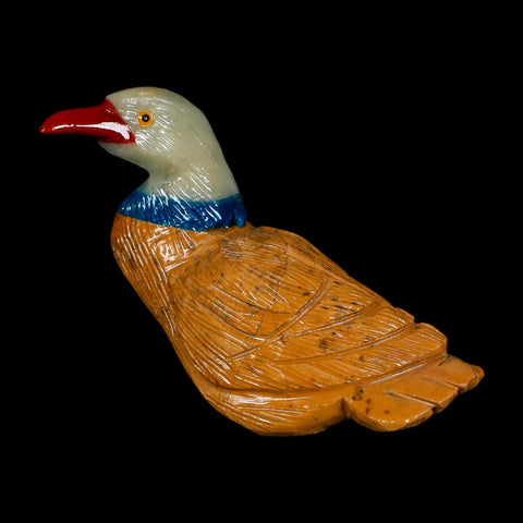 3.5" Hand Carved Duck Perched on Pyrite, Brown Calcite, And Sodalite Peru - Fossil Age Minerals