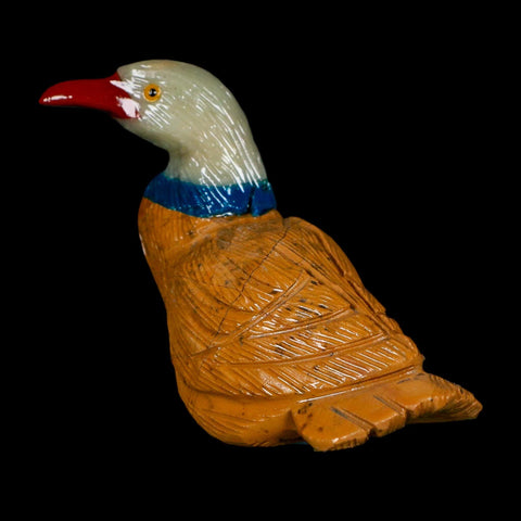 3.5" Hand Carved Duck Perched on Pyrite, Brown Calcite, And Sodalite Peru - Fossil Age Minerals
