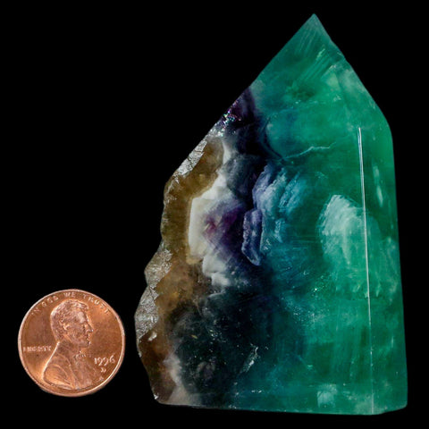 2.7" Rainbow Fluorite Crystal Mineral Specimen Natural Cut Polished Side Point Tower - Fossil Age Minerals
