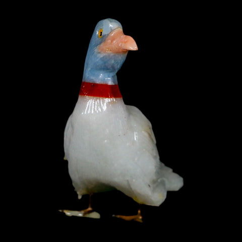3.8" Hand Carved Duck Perched on Pyrite, Red Calcite, And Blue Calcite Peru - Fossil Age Minerals