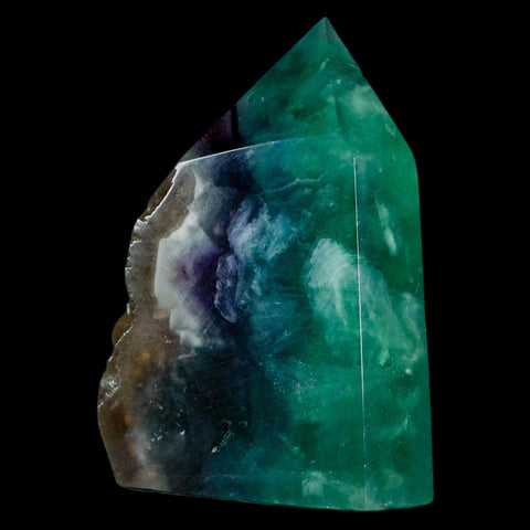 2.7" Rainbow Fluorite Crystal Mineral Specimen Natural Cut Polished Side Point Tower - Fossil Age Minerals