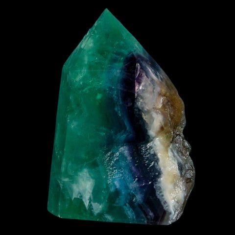 2.7" Rainbow Fluorite Crystal Mineral Specimen Natural Cut Polished Side Point Tower - Fossil Age Minerals