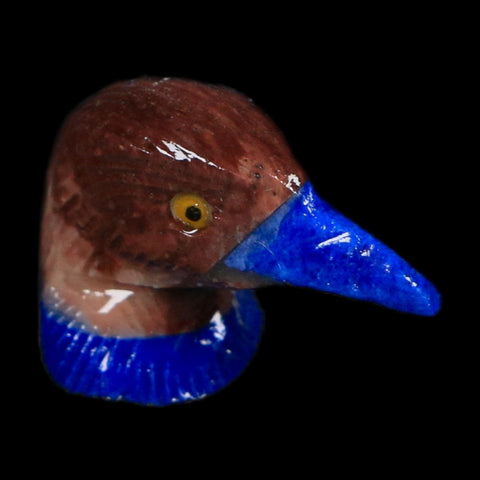 3.5" Hand Carved Duck Perched on Pyrite, Rhodochrosite, And Sodalite Peru - Fossil Age Minerals
