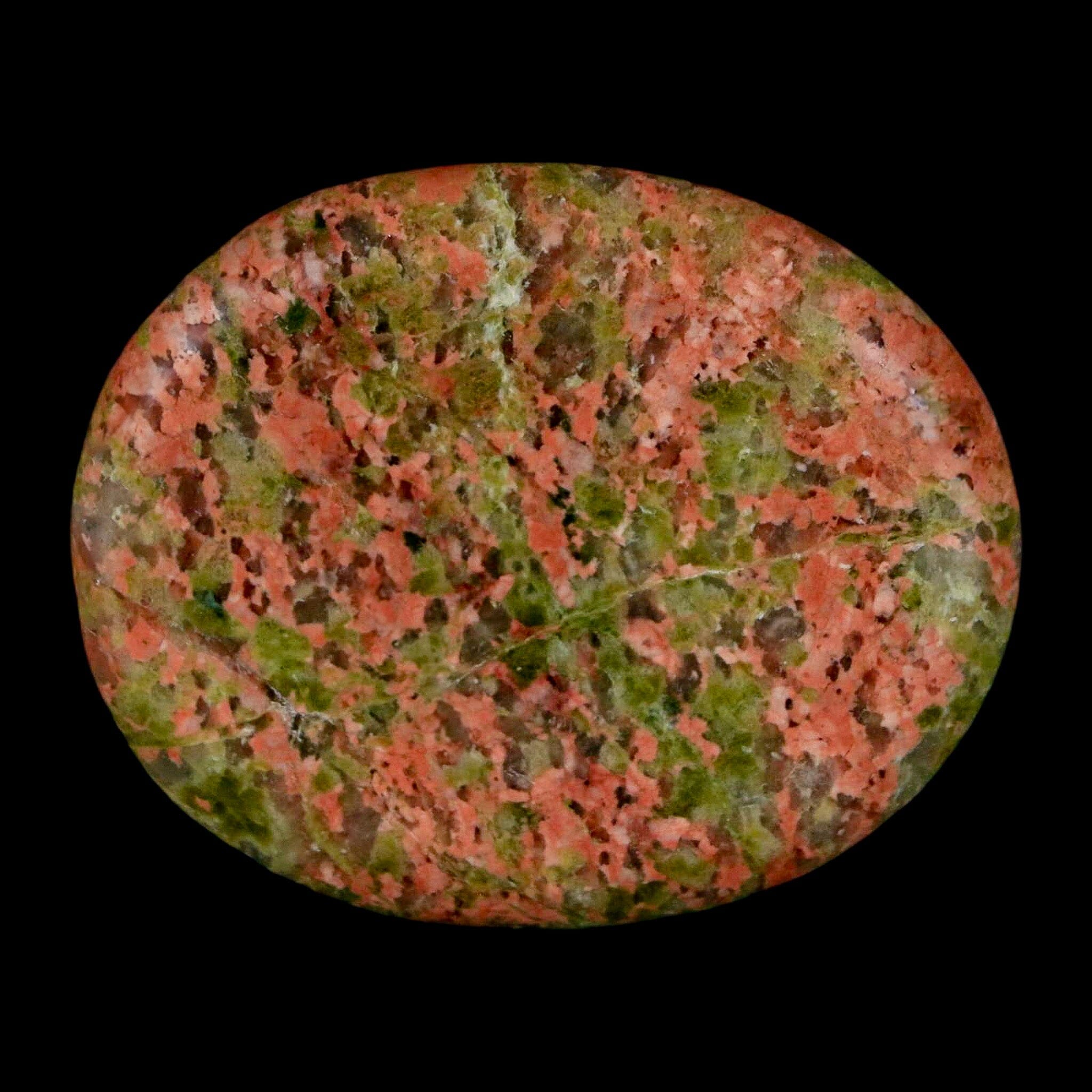 1.9" Unakite Green Epidote Pink Orthoclase Polished Worry Palm Stone Mineral Specimen - Fossil Age Minerals