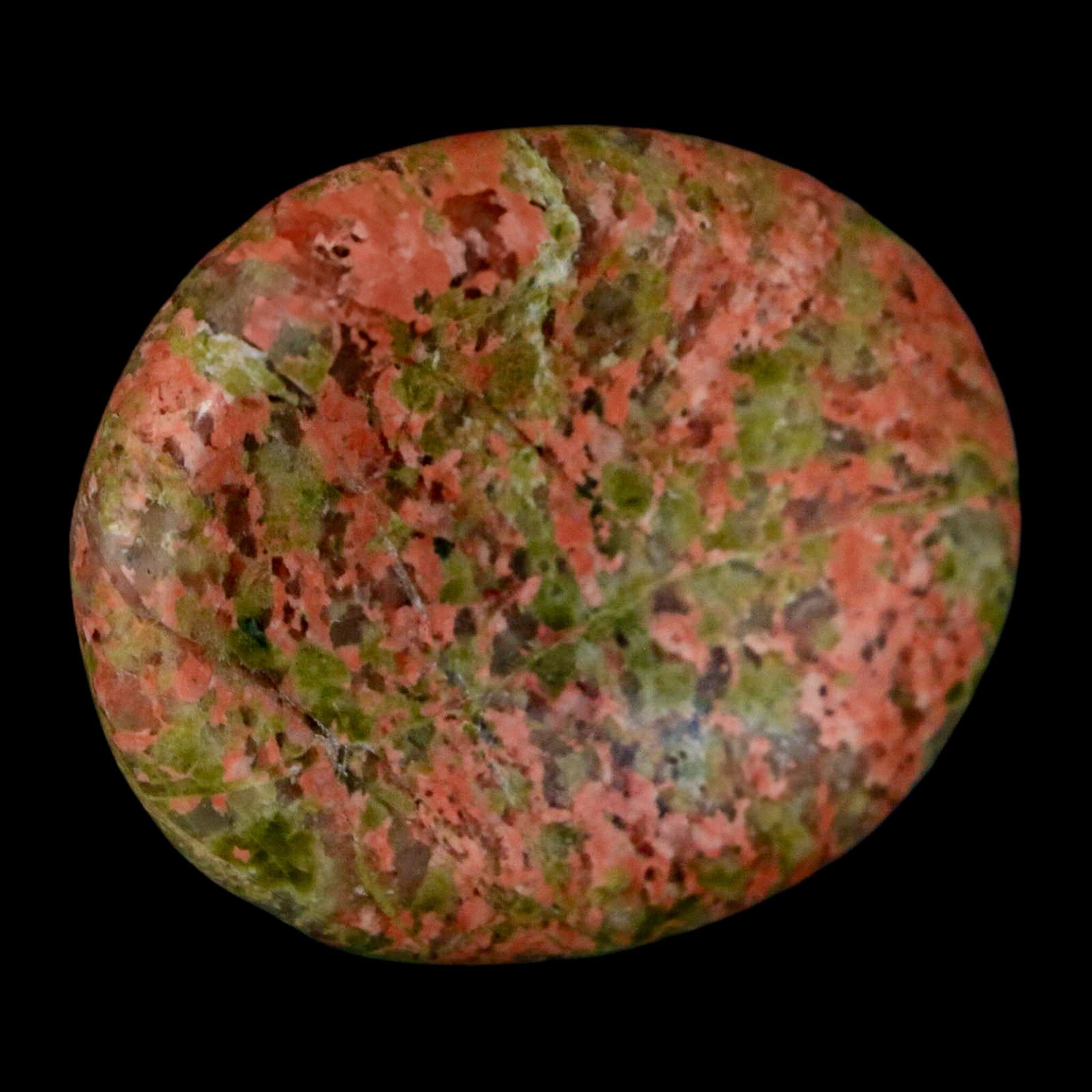 1.9" Unakite Green Epidote Pink Orthoclase Polished Worry Palm Stone Mineral Specimen - Fossil Age Minerals