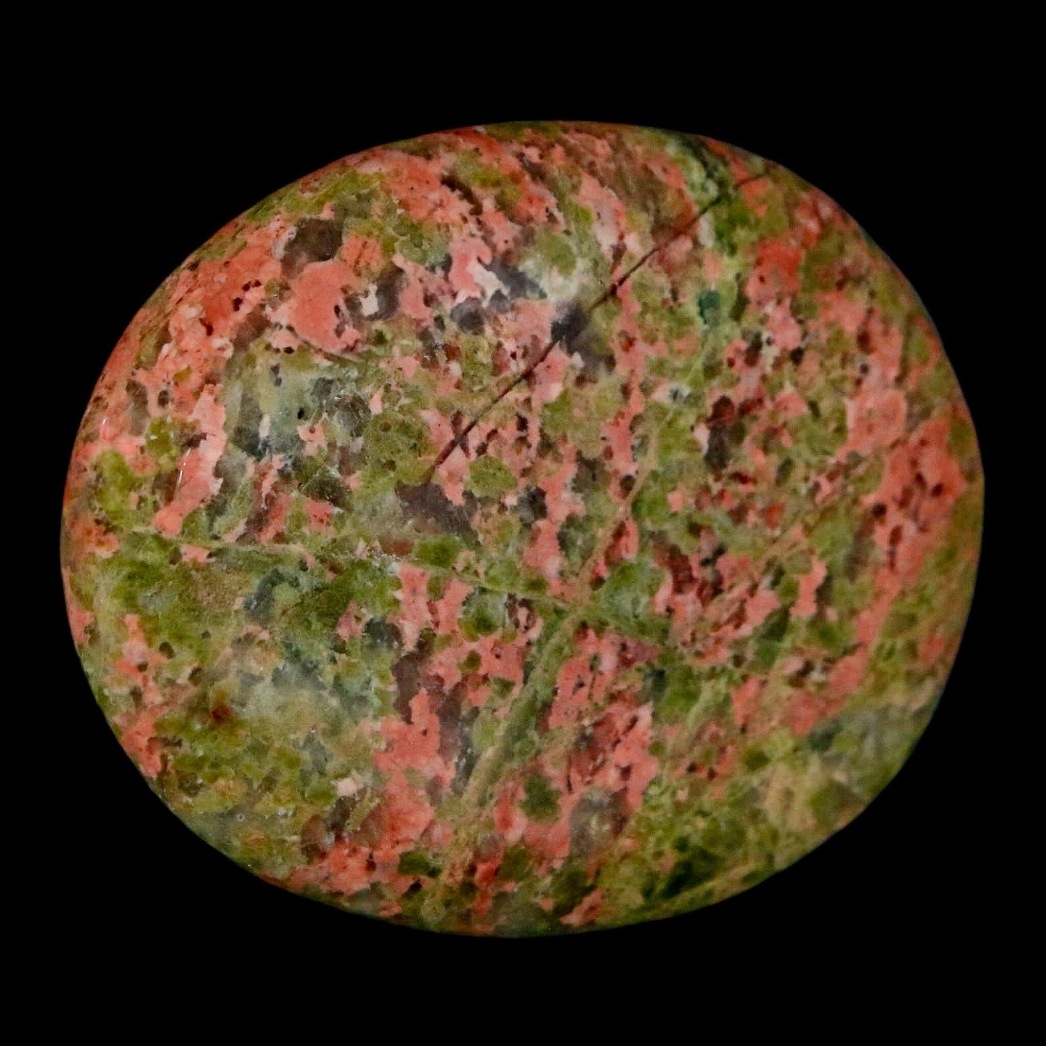 1.9" Unakite Green Epidote Pink Orthoclase Polished Worry Palm Stone Mineral Specimen - Fossil Age Minerals