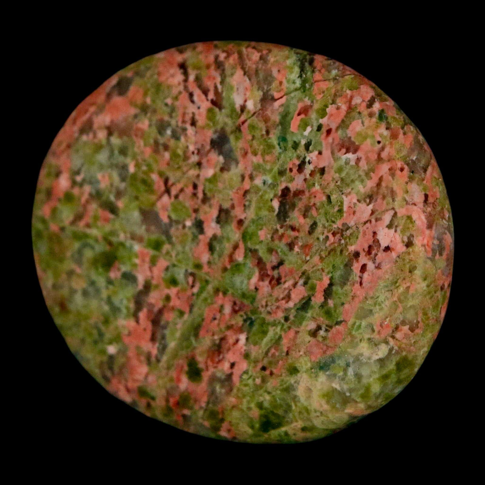 1.9" Unakite Green Epidote Pink Orthoclase Polished Worry Palm Stone Mineral Specimen - Fossil Age Minerals
