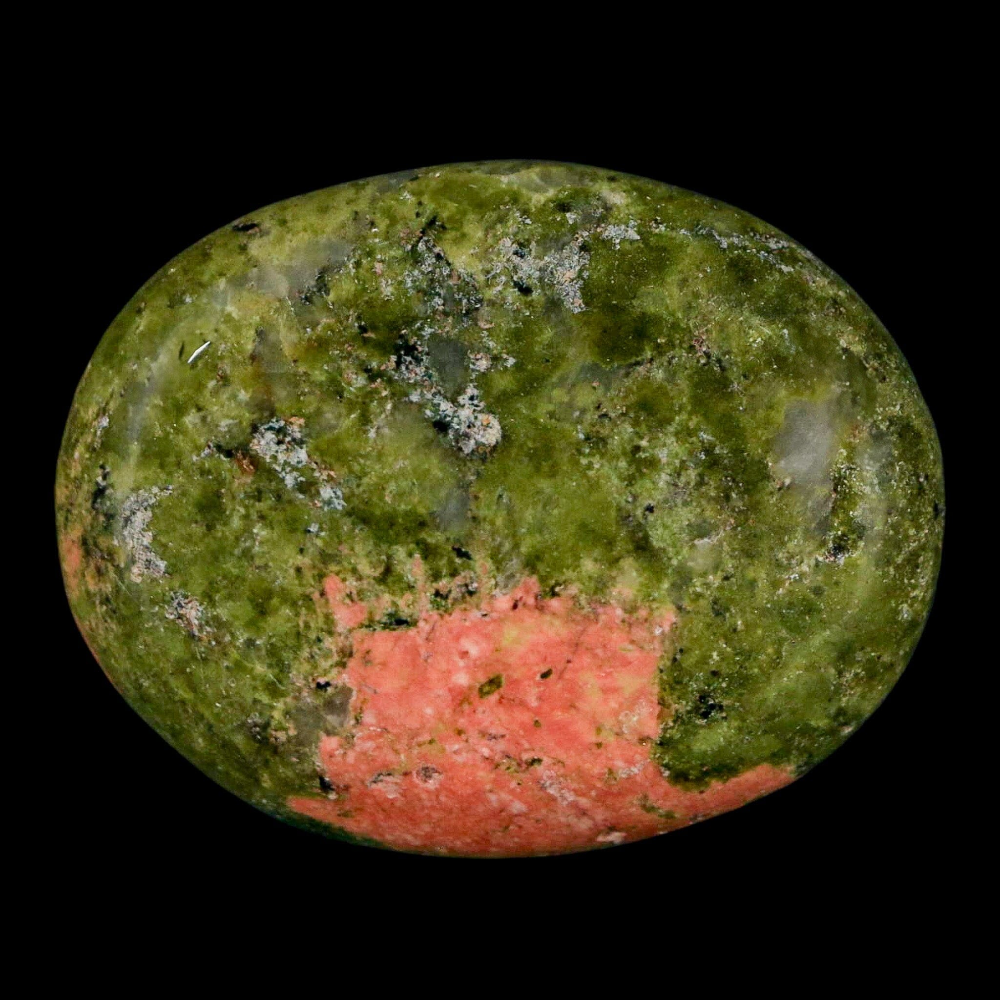 1.9" Unakite Green Epidote Pink Orthoclase Polished Worry Palm Stone Mineral Specimen - Fossil Age Minerals