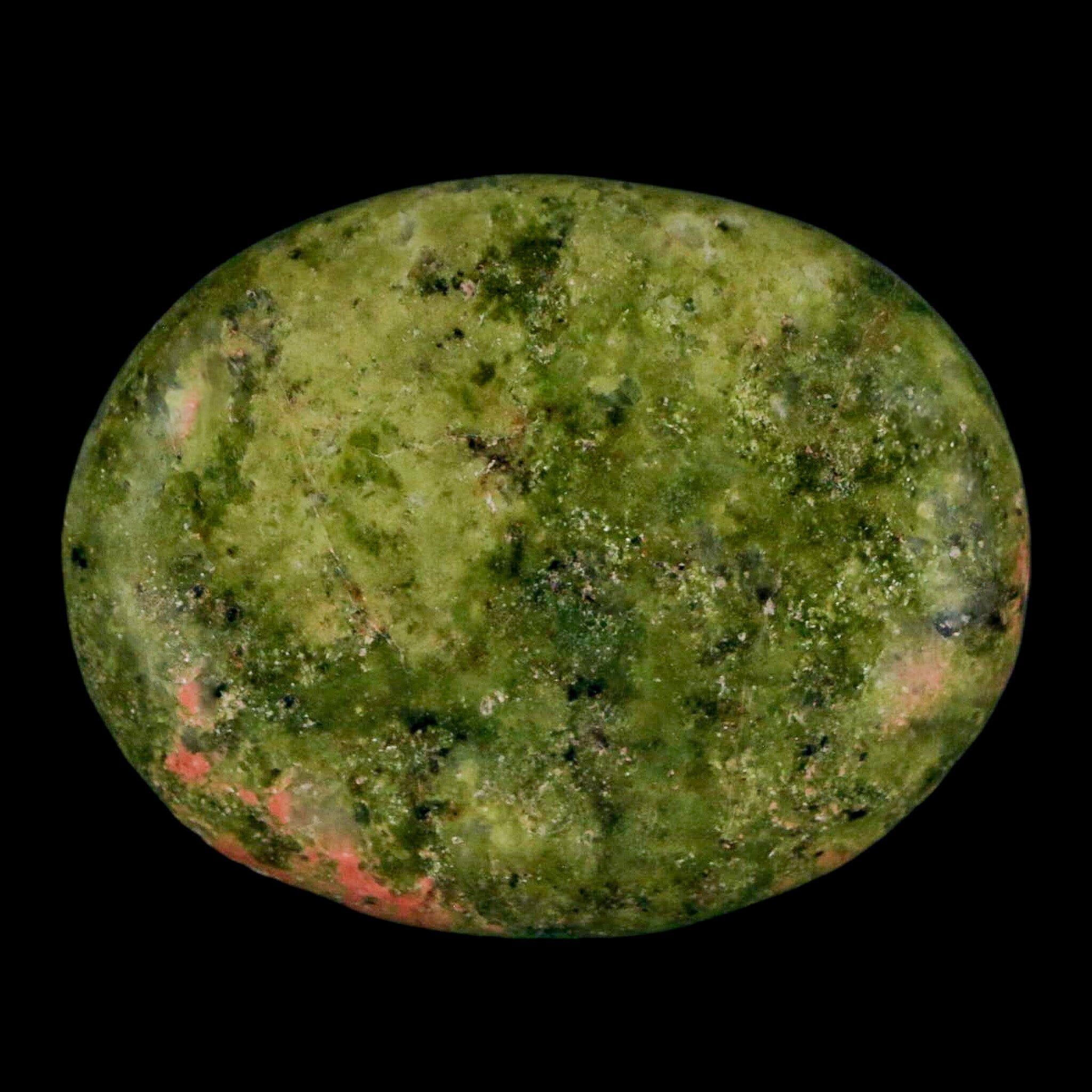 1.9" Unakite Green Epidote Pink Orthoclase Polished Worry Palm Stone Mineral Specimen - Fossil Age Minerals