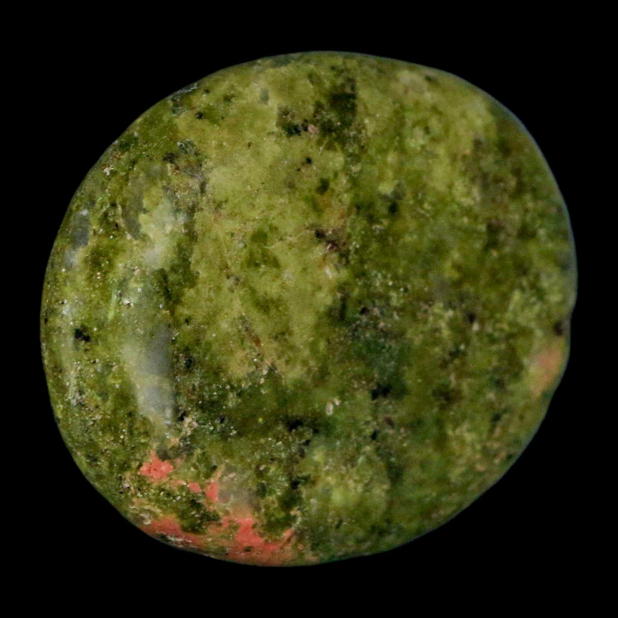 1.9" Unakite Green Epidote Pink Orthoclase Polished Worry Palm Stone Mineral Specimen - Fossil Age Minerals