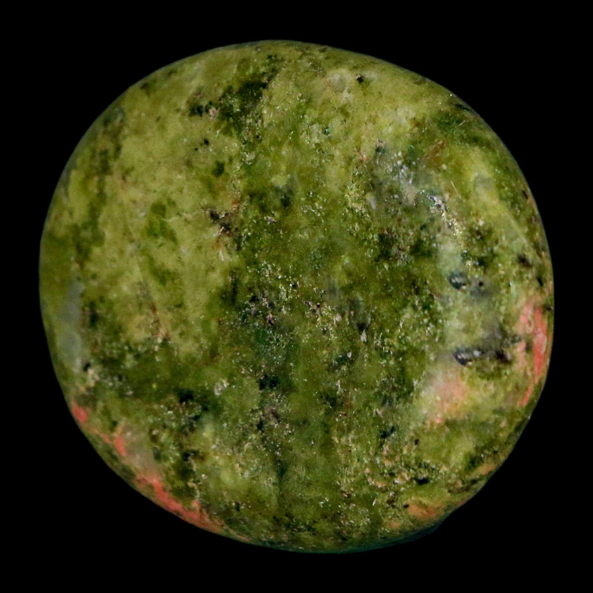 1.9" Unakite Green Epidote Pink Orthoclase Polished Worry Palm Stone Mineral Specimen - Fossil Age Minerals