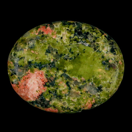 2" Unakite Green Epidote Pink Orthoclase Polished Worry Palm Stone Mineral Specimen