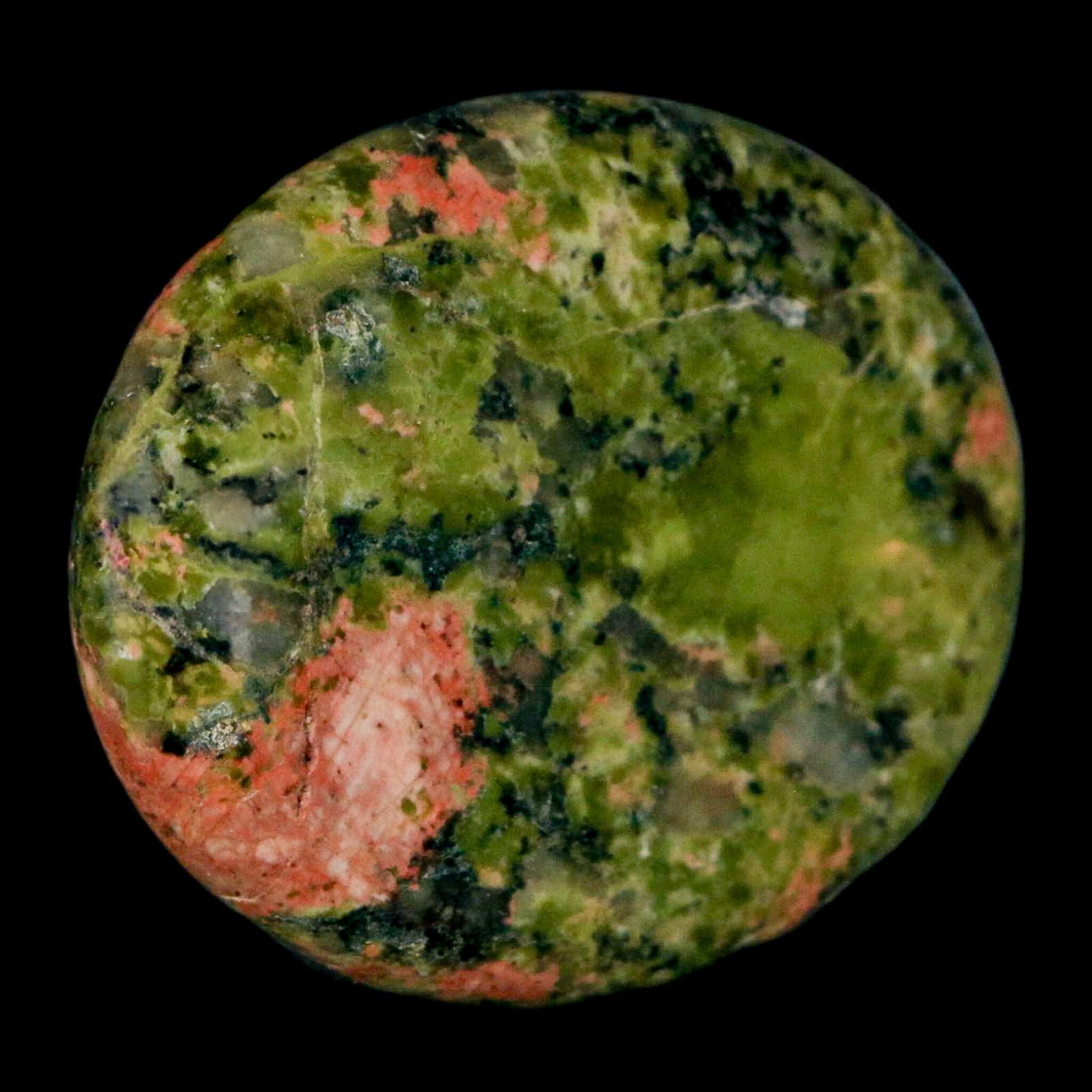2" Unakite Green Epidote Pink Orthoclase Polished Worry Palm Stone Mineral Specimen - Fossil Age Minerals