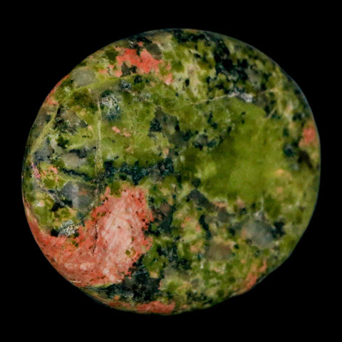2" Unakite Green Epidote Pink Orthoclase Polished Worry Palm Stone Mineral Specimen - Fossil Age Minerals