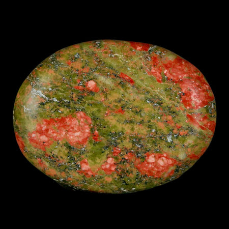 2" Unakite Green Epidote Pink Orthoclase Polished Worry Palm Stone Mineral Specimen