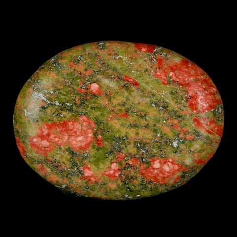 2" Unakite Green Epidote Pink Orthoclase Polished Worry Palm Stone Mineral Specimen - Fossil Age Minerals