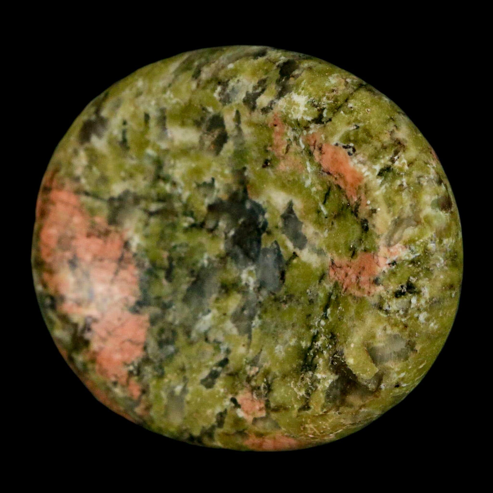 2" Unakite Green Epidote Pink Orthoclase Polished Worry Palm Stone Mineral Specimen - Fossil Age Minerals