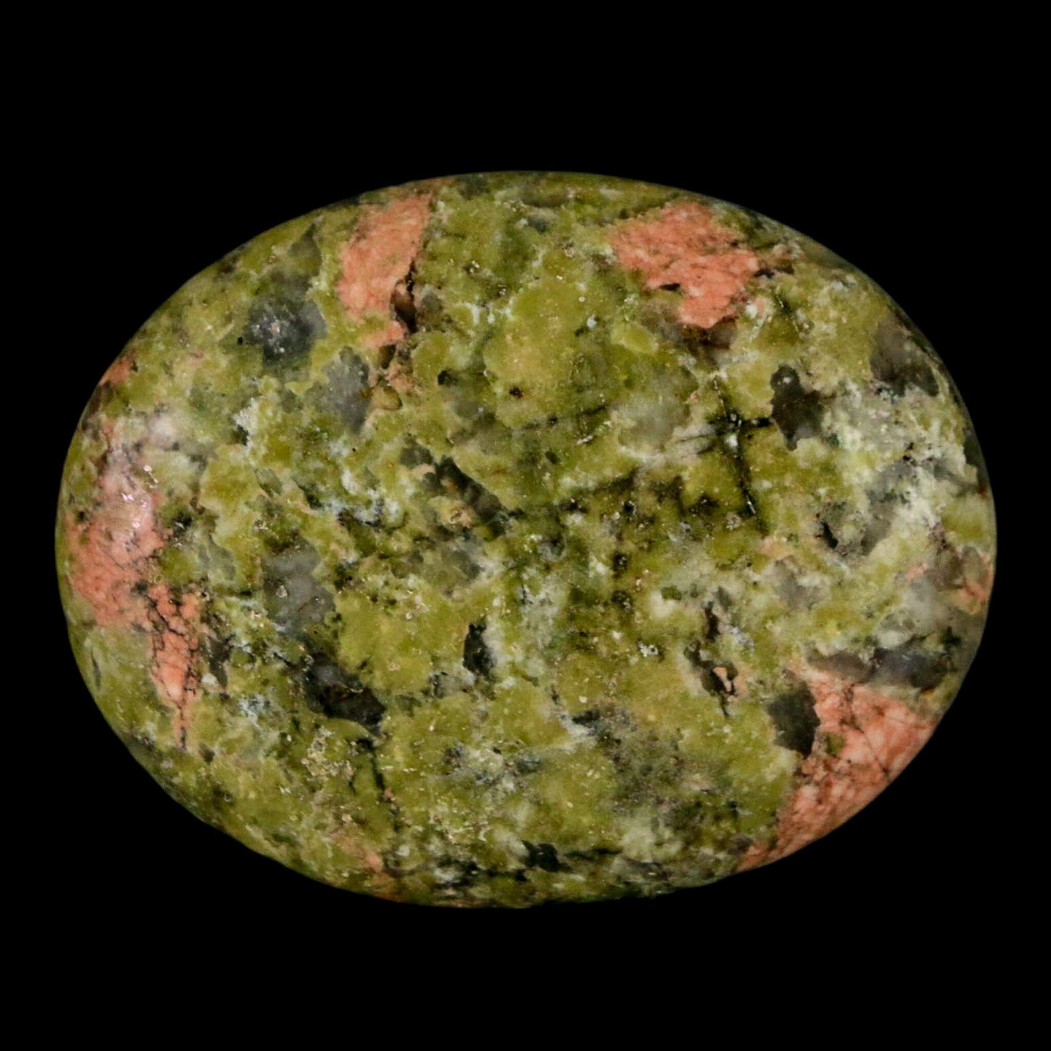 2" Unakite Green Epidote Pink Orthoclase Polished Worry Palm Stone Mineral Specimen - Fossil Age Minerals