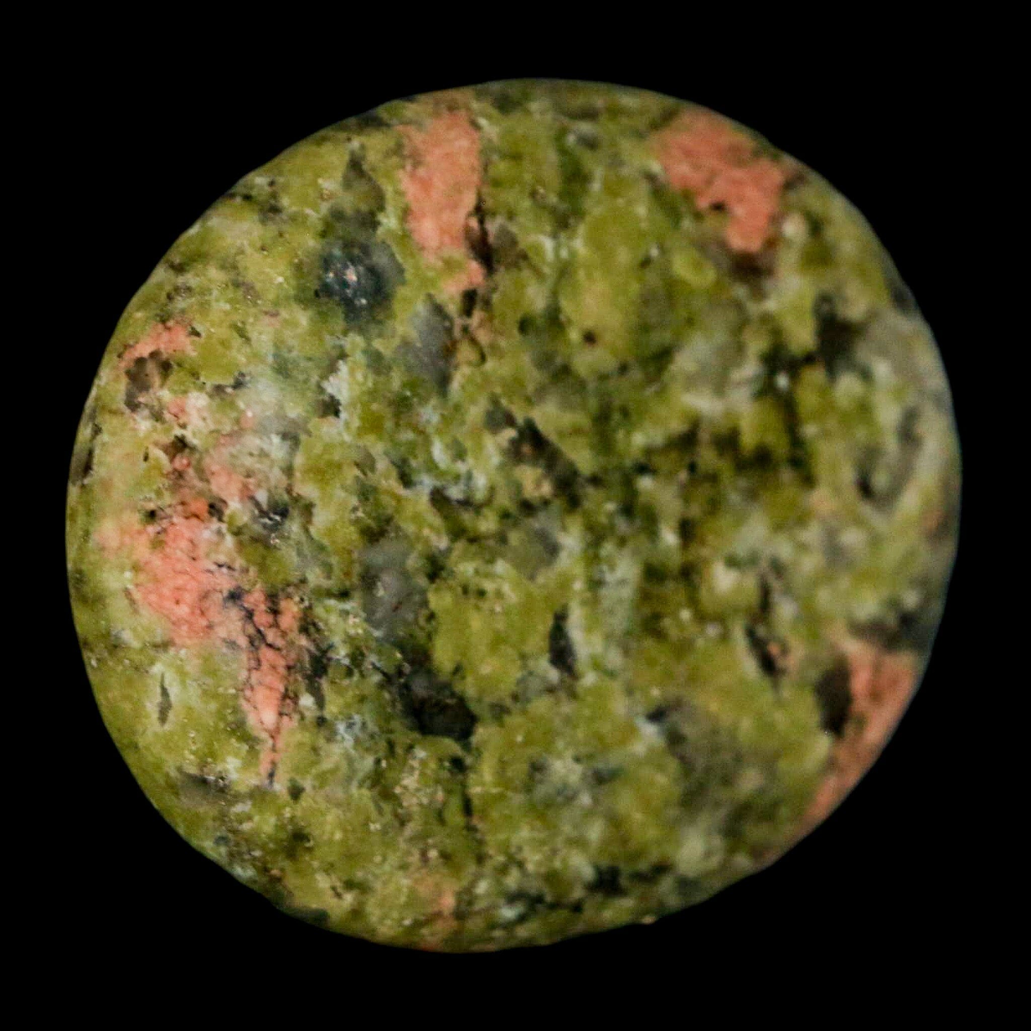 2" Unakite Green Epidote Pink Orthoclase Polished Worry Palm Stone Mineral Specimen - Fossil Age Minerals