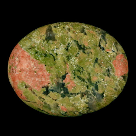 2" Unakite Green Epidote Pink Orthoclase Polished Worry Palm Stone Mineral Specimen